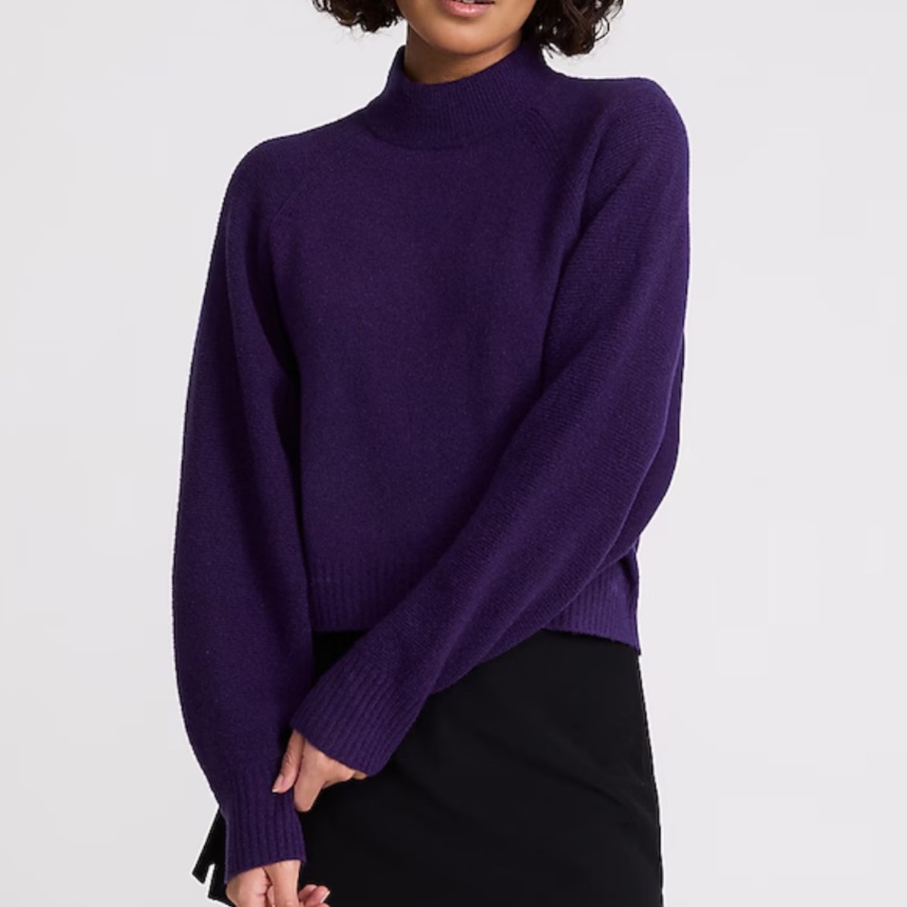 Merino-Blend Mock Neck Sweater